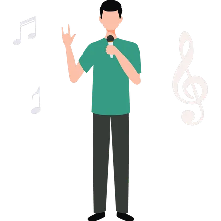 Boy is singing a song  Illustration