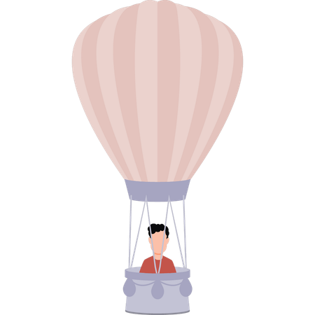 Boy is sitting in a parachute  Illustration