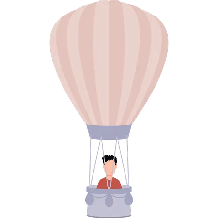 Boy is sitting in a parachute  Illustration