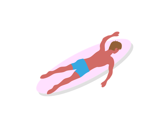 Boy is sleeping on pool bed  Illustration
