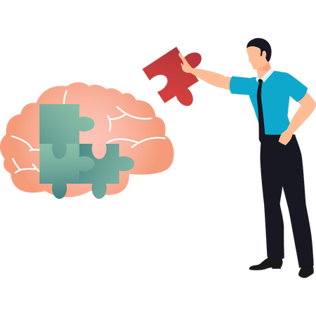 Boy is solving the brain puzzle  Illustration