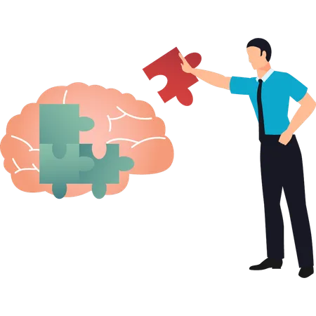 A Boy Is Solving The Brain Puzzle Illustration