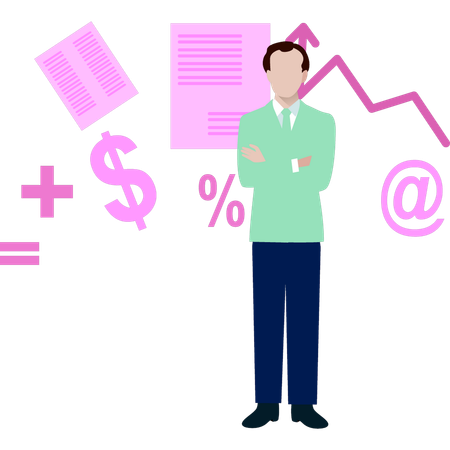 Businessman standing and looking buisness analysis  Illustration