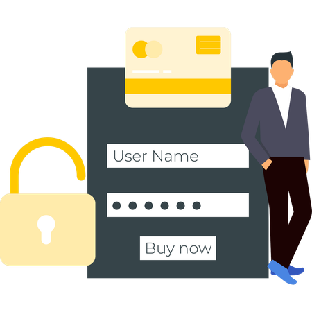 Boy is standing in front of user form  Illustration