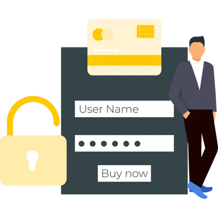 The Boy Is Standing In Front Of User Form Illustration