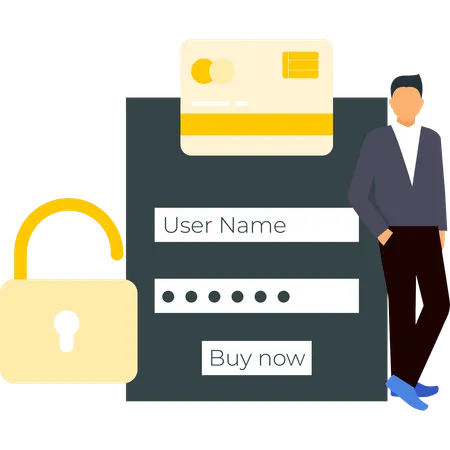 Boy is standing in front of user form  Illustration