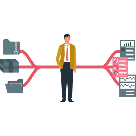 The Guy Is Standing In The Middle Of A Database Connection Illustration