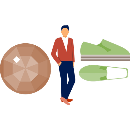 Boy is standing near accessory  Illustration