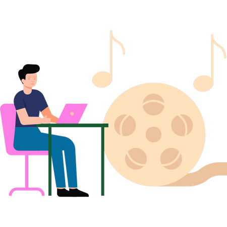 Boy is studying cinema  Illustration
