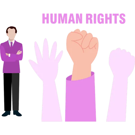 Boy is supporting human rights  Illustration