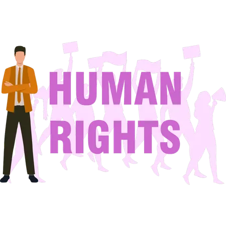 Boy Is Supporting Human Rights Illustration
