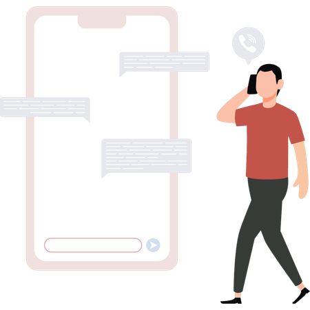 Boy is talking on the mobile phone  Illustration