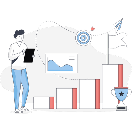 Boy is targeting business success  Illustration