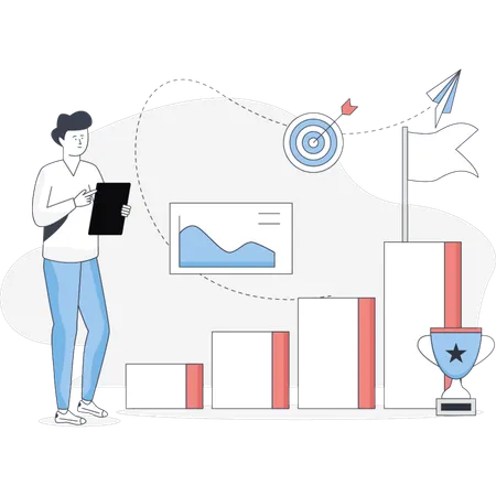 Boy is targeting business success  Illustration
