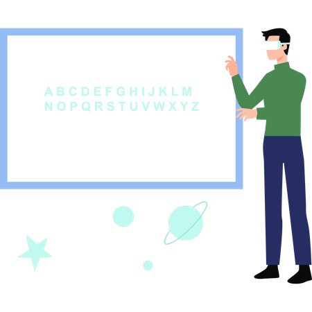 Boy is teaching while wearing VR glasses  Illustration