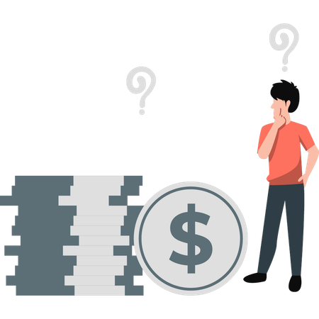 Boy is thinking about business finances  Illustration