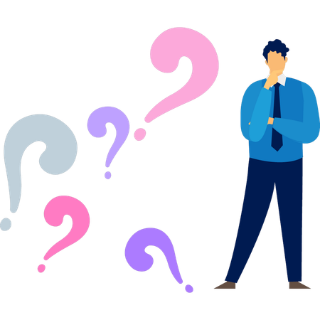 Boy is thinking about question  イラスト