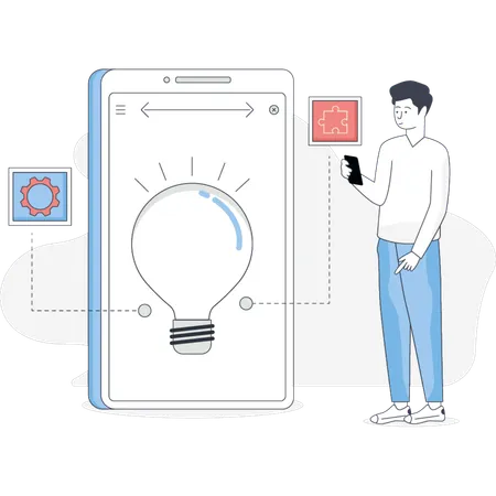 Boy is thinking creative ideas  Illustration