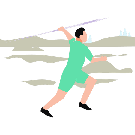 Boy is throwing a javelin  Illustration