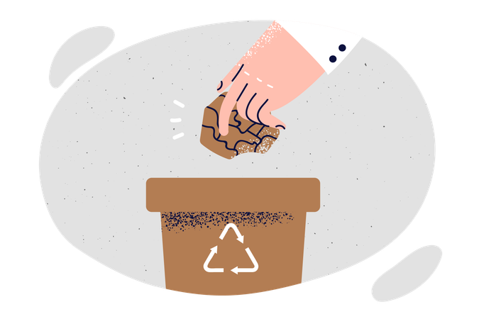 Boy is throwing waste in dustbin  Illustration