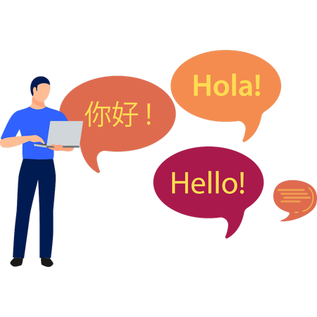 Boy is translating language  イラスト