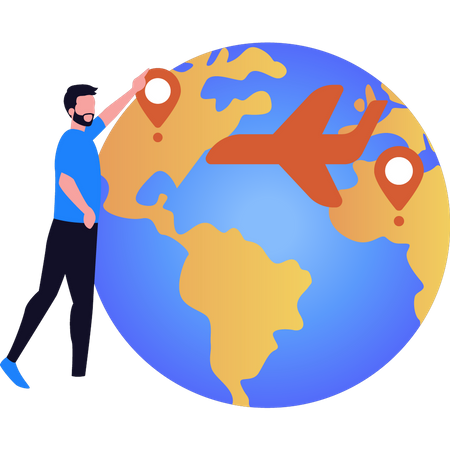 Boy is traveling around the world  Illustration
