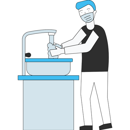 Boy is washing his hands well  Illustration