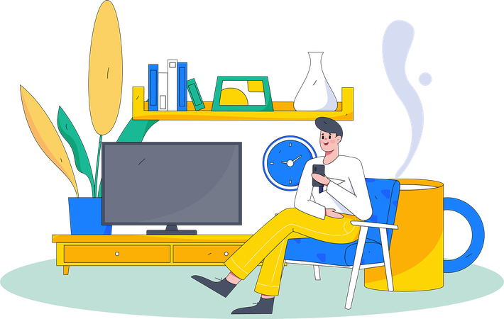Boy is watching television  Illustration