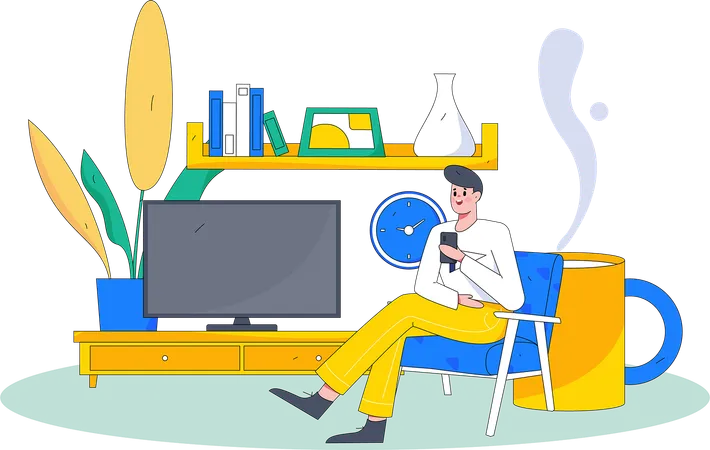 Boy is watching television  Illustration