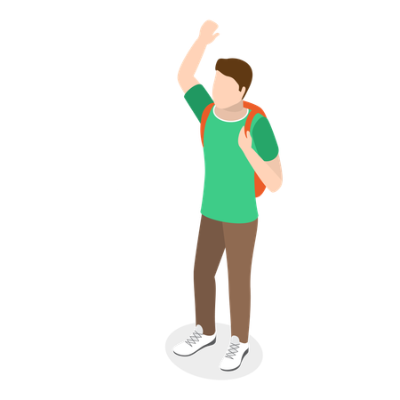 Boy is waving his hand  Illustration