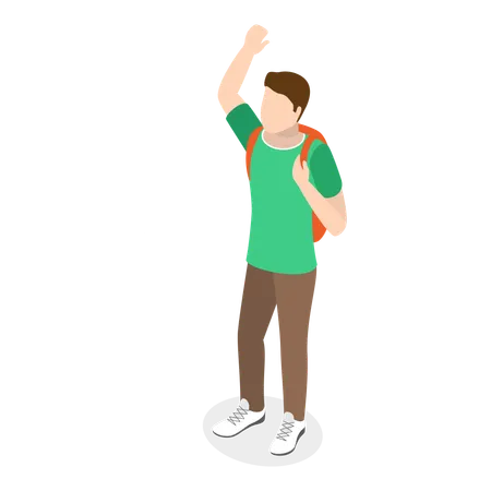 Boy is waving his hand  Illustration