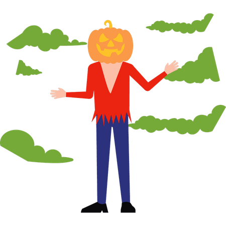 Boy is wearing a pumpkin face  Illustration