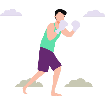 Boy is wearing boxing gloves  Illustration