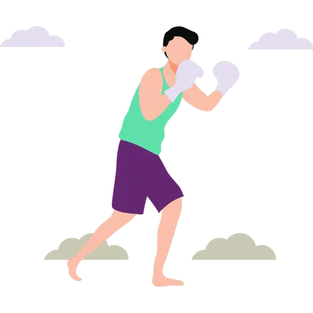 Boy is wearing boxing gloves  Illustration