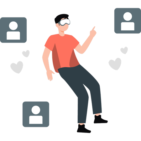 Boy is wearing VR glasses  Illustration