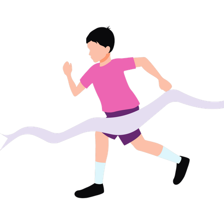 Boy is winning the running race  Illustration