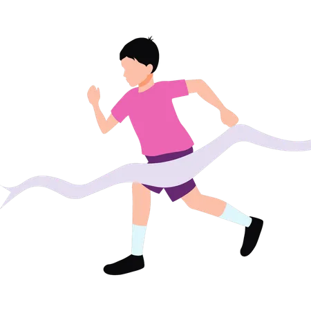 Boy is winning the running race  Illustration