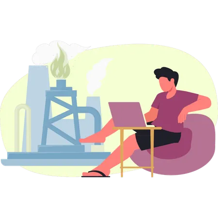 Boy is working oil industry  Illustration