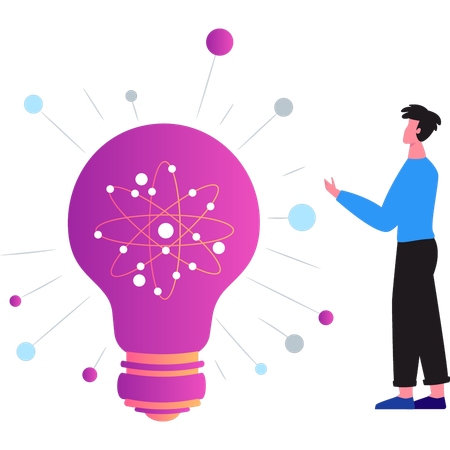 Boy is working on a science idea  Illustration