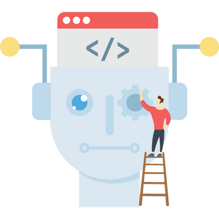 Boy is working on AI  Illustration