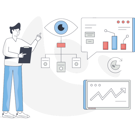 Boy is working on business project  Illustration