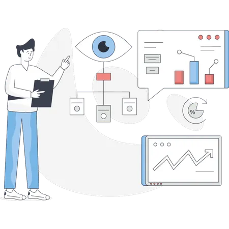 Boy is working on business project  Illustration