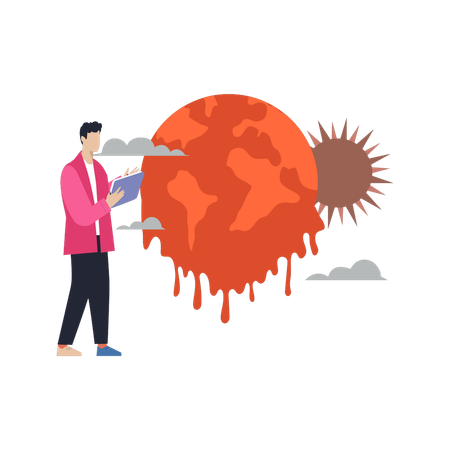 Boy is working on changing in weather  Illustration