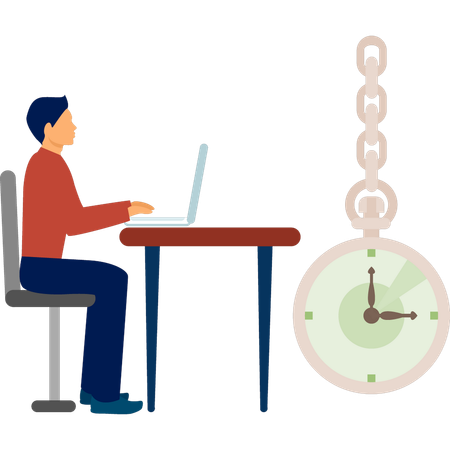 Boy is working on deadline  Illustration