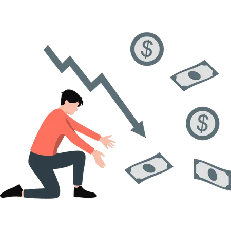 Boy is worried due to loss in financial business  Illustration