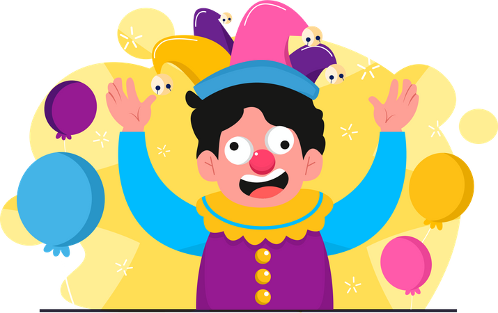 Boy jester with funny expression Illustration