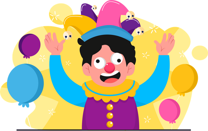 Boy jester with funny expression  Illustration