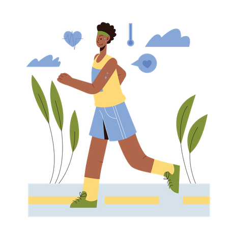 Boy jogging for body health  Illustration