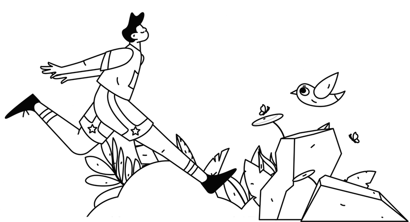 Boy jogging in park  Illustration