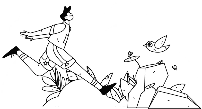 Boy jogging in park  Illustration